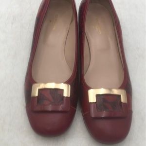 Cuoieria Fiorentina Womens Red Leather Slip-On Block Pump Heels Size 38 - US 8